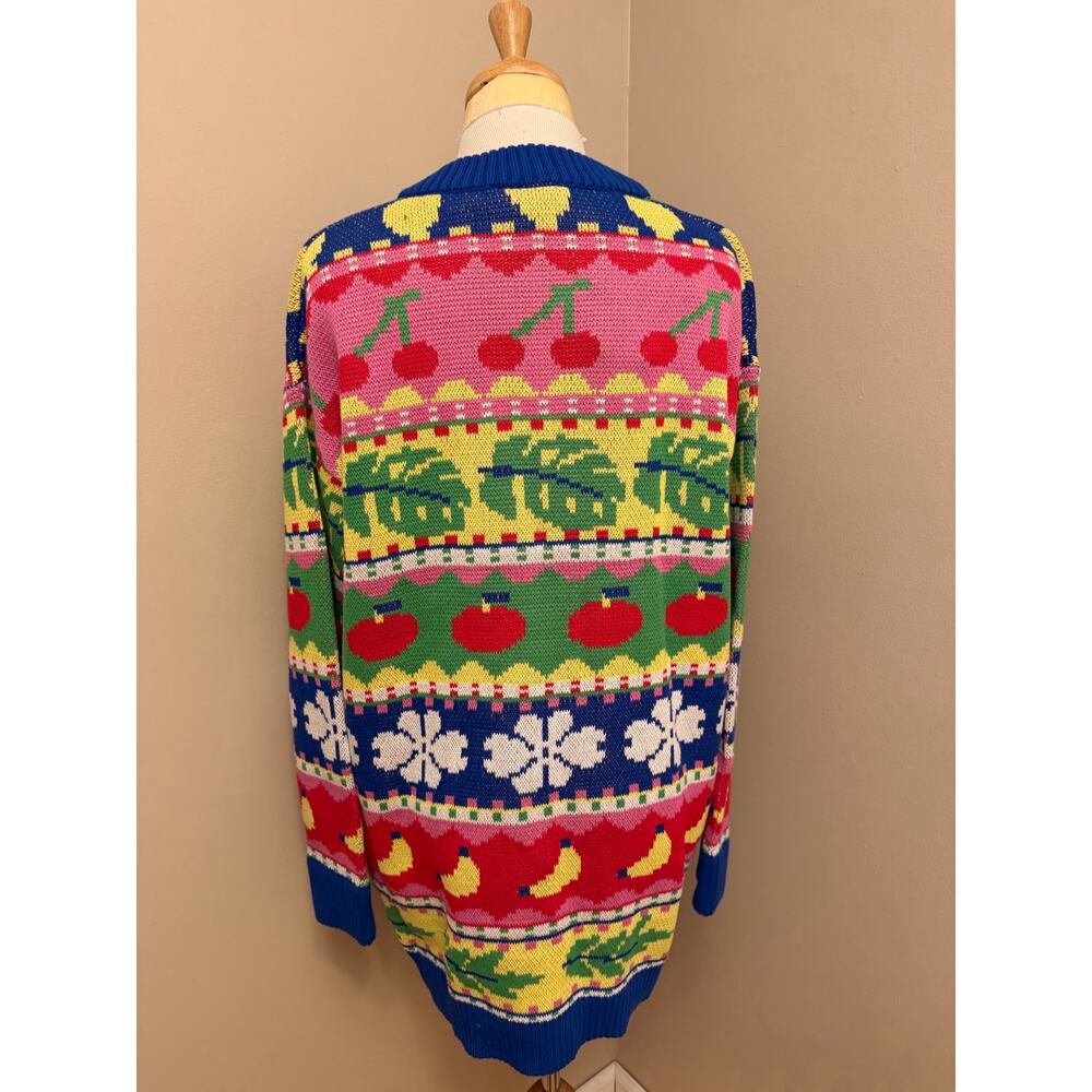NWT FARM Rio Sweet Orchad Knit Cardigan Apples Bananas Colorful Sz S Oversized - Picture 7 of 10